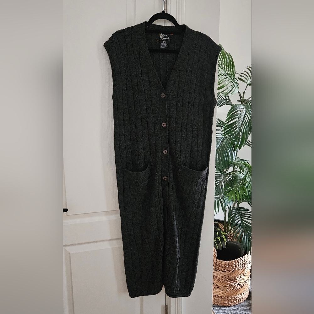 Dark Gray Cable Knit Vest